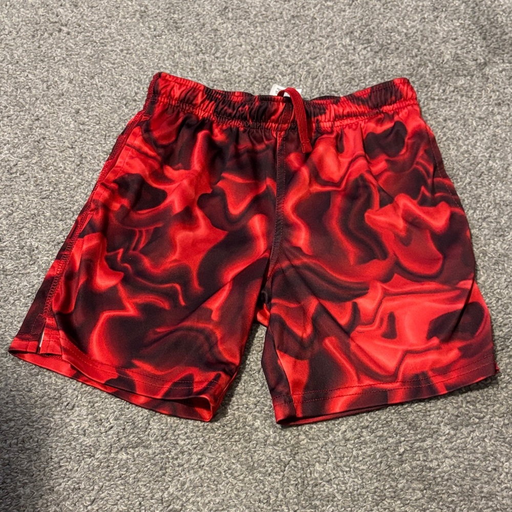 Athletic Works Red and Black Patterned Shorts